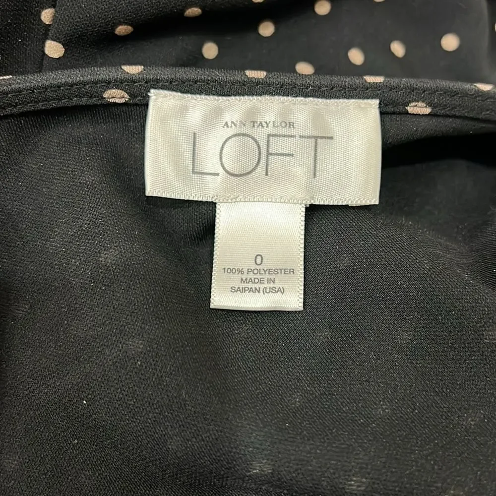 Ann Taylor Loft Woman’s Dress Sz 0 V Neck 3/4 Sleeve Side Wrap Midi Slimming